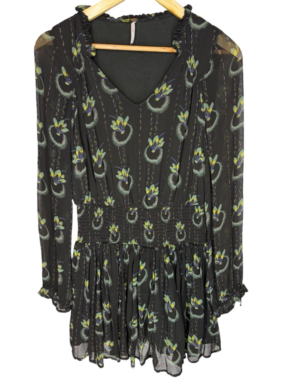 Free People Wild Horses Peacock Print mini dress small